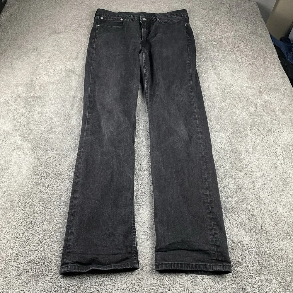 Levis 514 Straight Jeans Mens 34x31 Black Mid Rise Denim‎